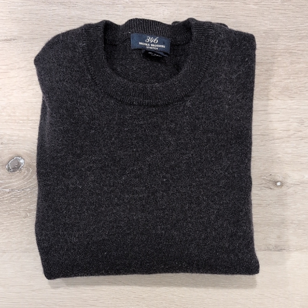 Brooks Brothers Merino Wool Dark Gray Crewneck Sweater